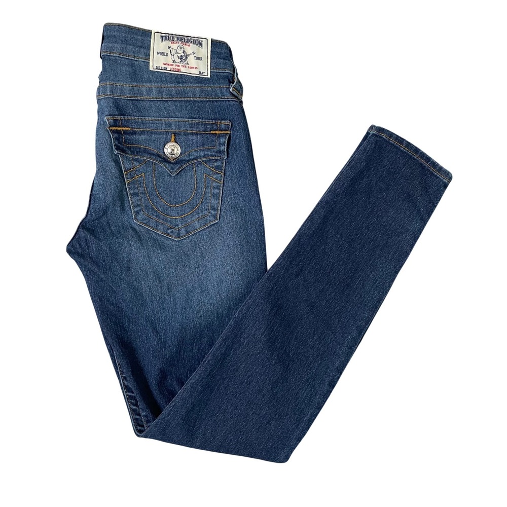 True Religion Skinny Jeans Women 27 Blue Dark Wash Jegging Stretch Streetwear